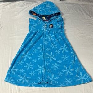Disney - Frozen full zip hooded terry dress with ruffled cap sleeves.